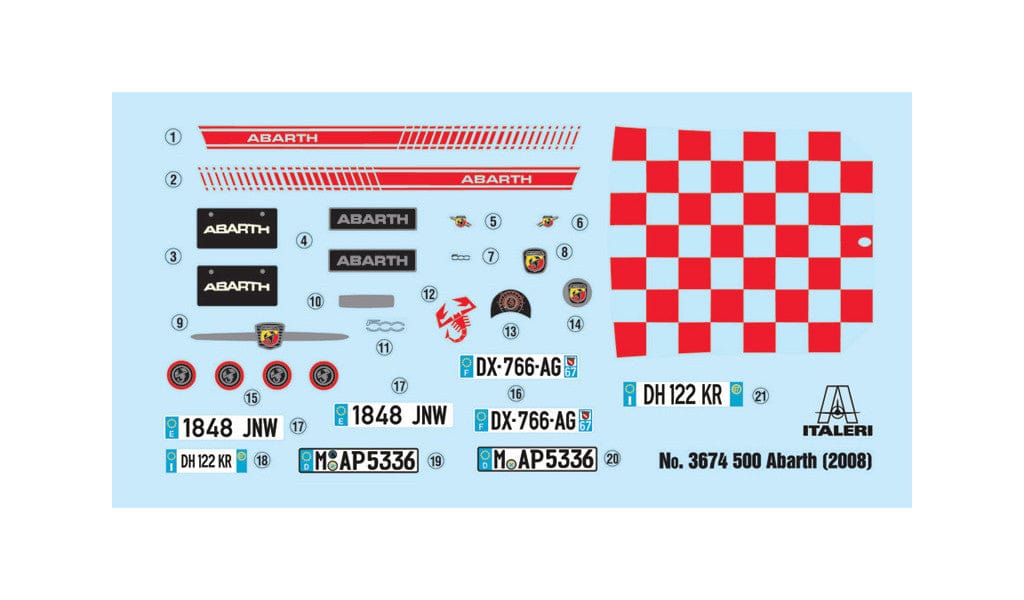 400 - Italeri - 3674 - Fiat 500 Abarth (2008) - decals