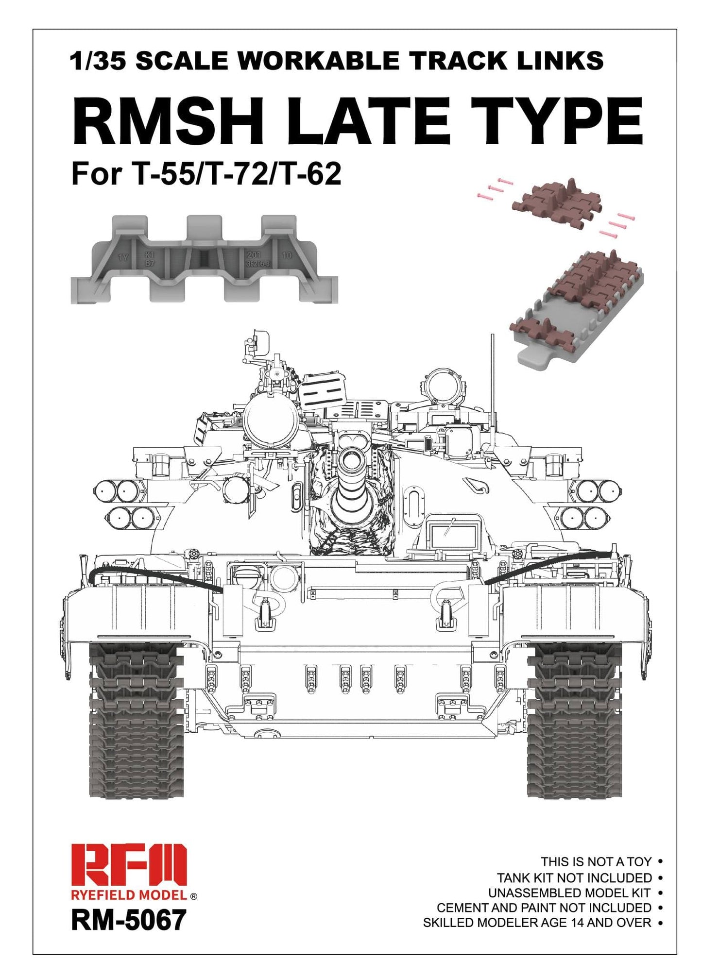 010 - Rye Field Model - 5067 - T-55/T-62/T-72 RMSH (late) Workable Track Links - primary image