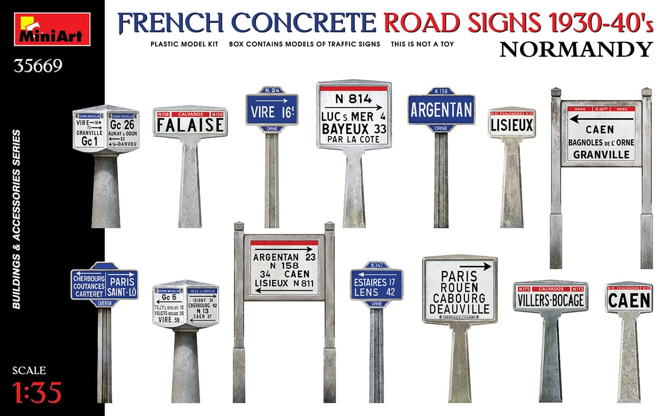 010 - Miniart - 35669 - French Concrete Road Signs (Normandy 1930s-40s) - primary image