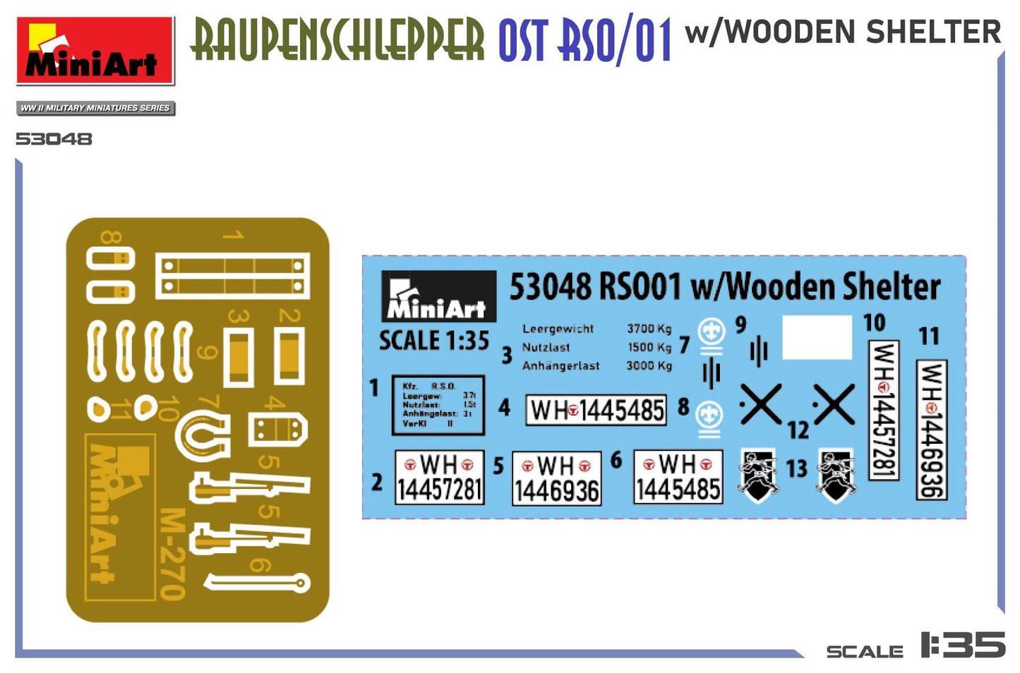 400 - Miniart - 53048 - Steyr RSO/01 with Wooden Shelter - decals