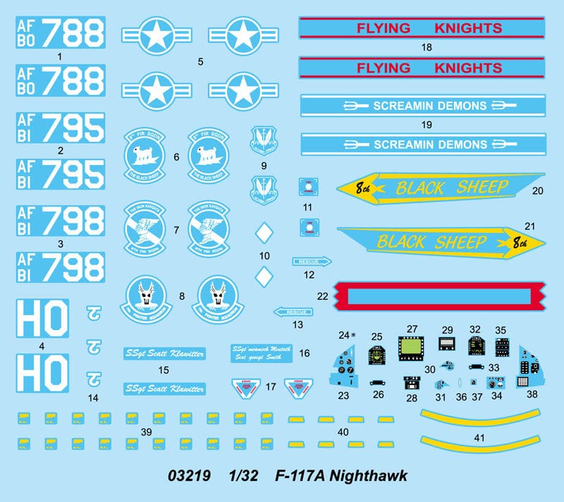 400 - Trumpeter - 03219 - Lockheed F-117A Nighthawk - decals