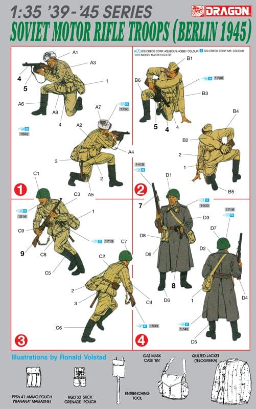 300 - Dragon - 6019 - Soviet Motor Rifle Troop (Berlin 1945) - paint schemes