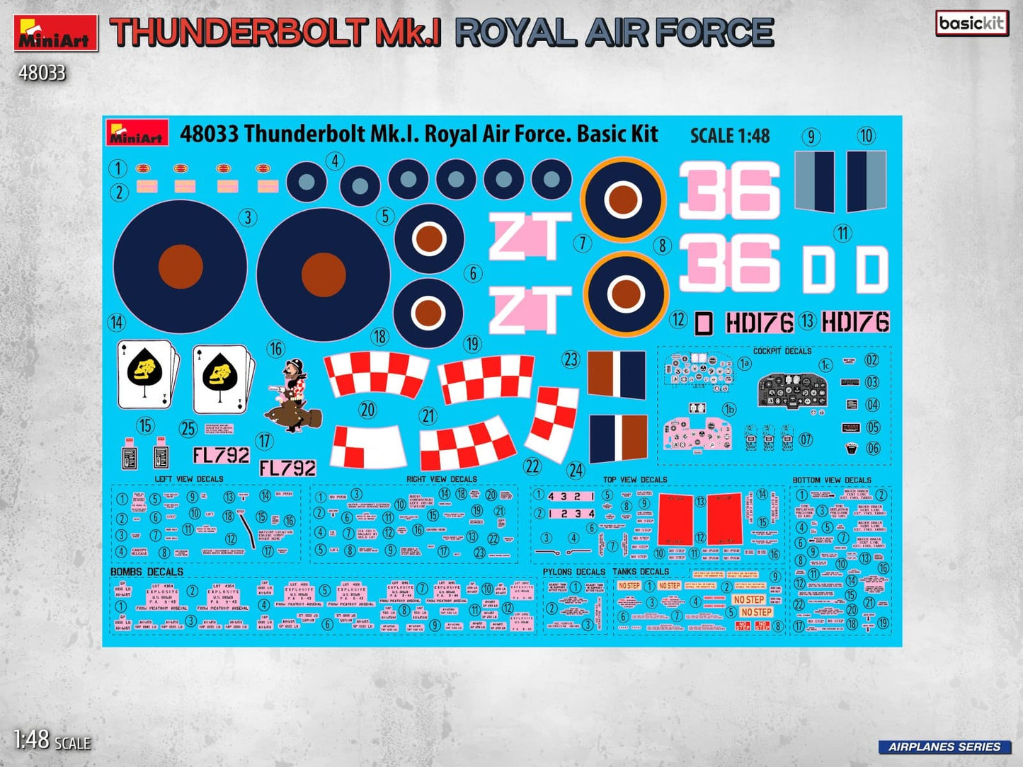 400 - Miniart - 48033 - Republic Thunderbolt Mk I - decals