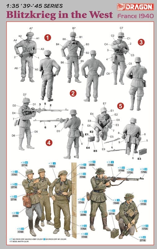 300 - Dragon - 6347 - German Infantry (France 1940) ‘Blitzkrieg in the West’ - paint schemes