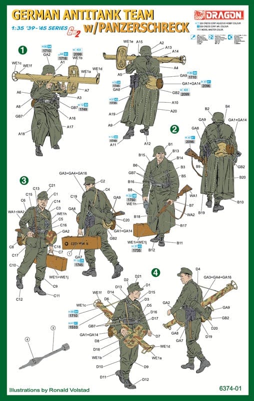 300 - Dragon - 6374 - German Panzerschreck Team - paint schemes