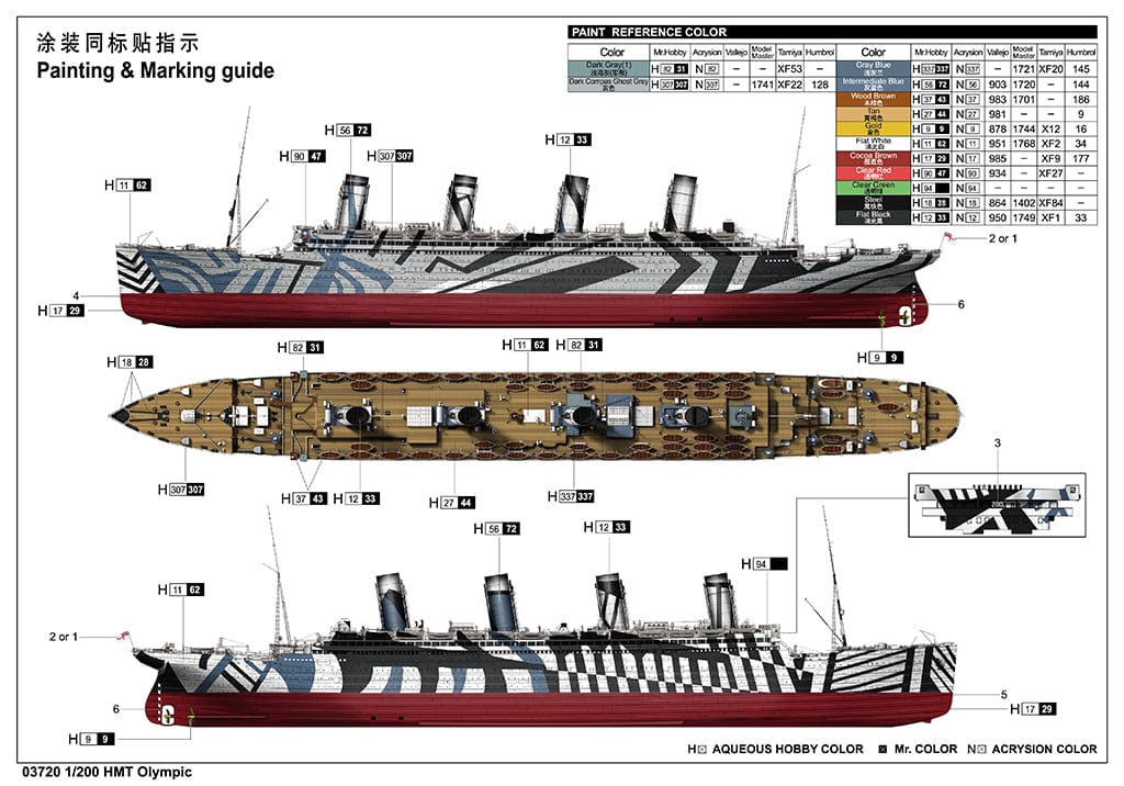Trumpeter - 03720 - HMT Olympic - paint schemes