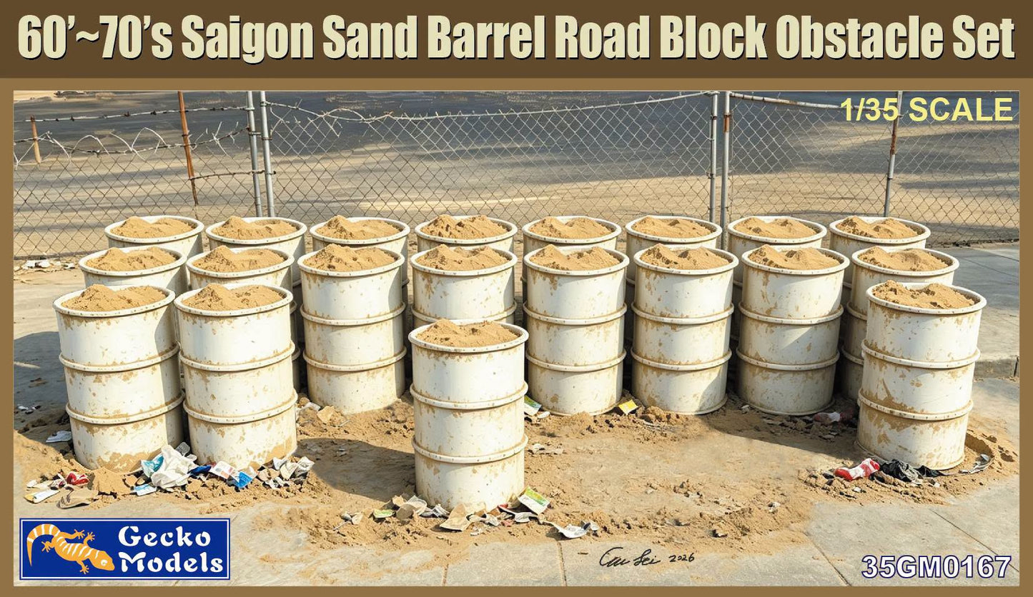 010 - Gecko Models - 35GM0167 - 60s-70s Saigon Sand Barrel Obstacle Set - primary image