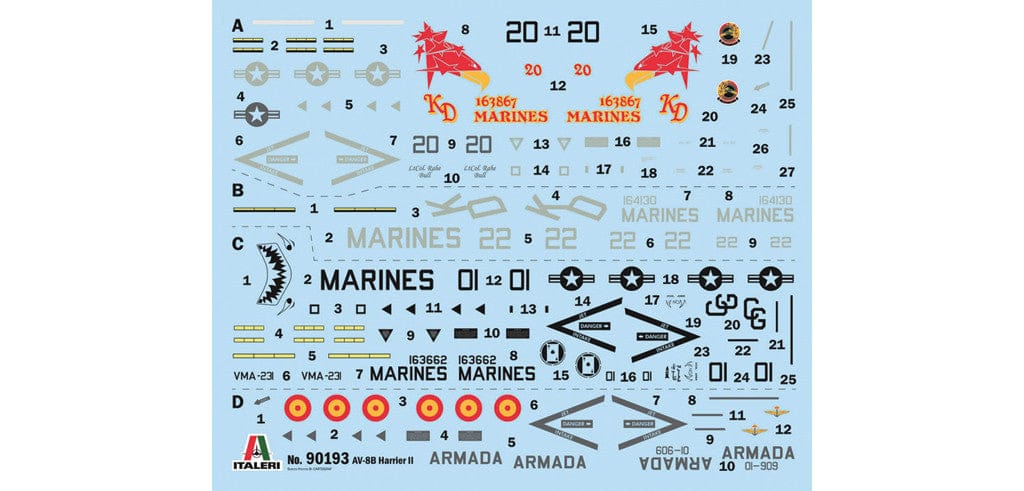 400 - Italeri - 90193 - McDonnell Douglas AV-8B Harrier II - decals