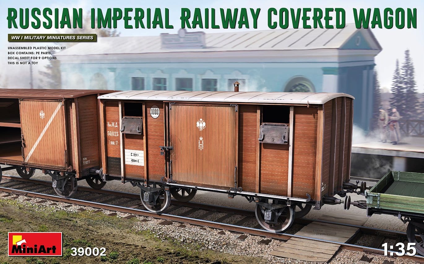 010 - Miniart - 39002 - Russian Imperial Railway Covered Wagon - primary image