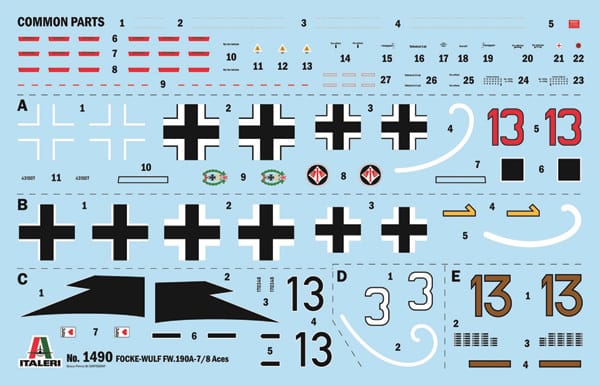 400 - Italeri - 1490 - Focke-Wulf Fw 190 A-7/A-8 ‘WWII Aces’ - decals