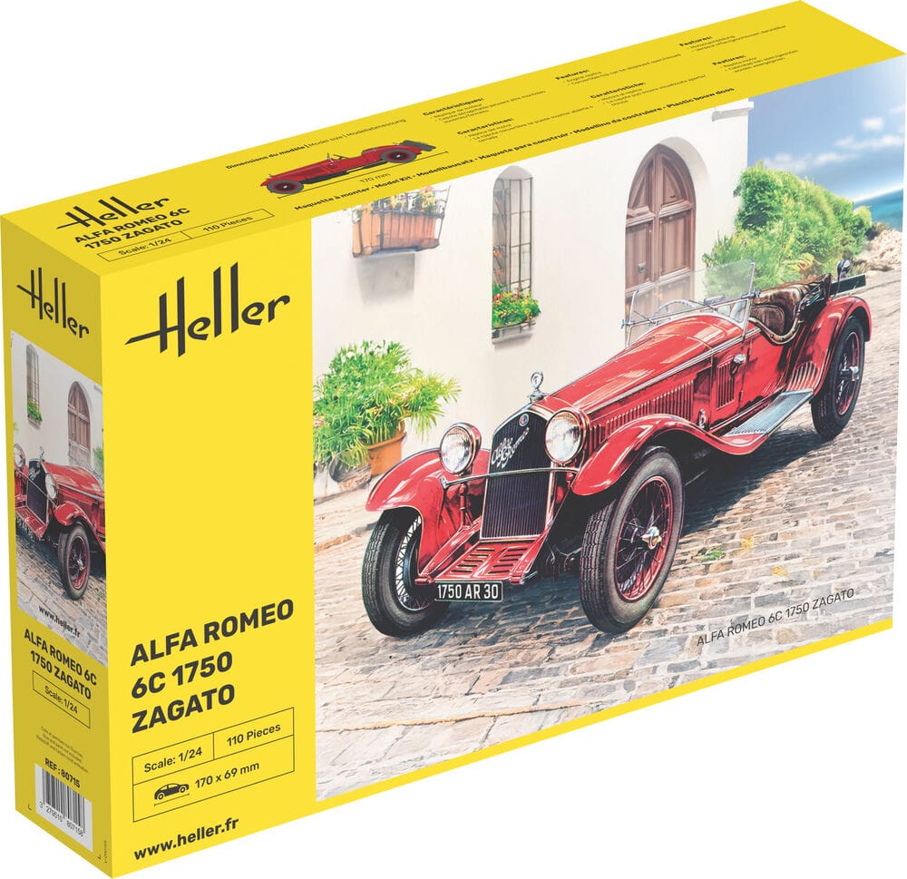 100 - Heller - 80715 - Alfa Romeo 1750 6C Zagato - box front left angle