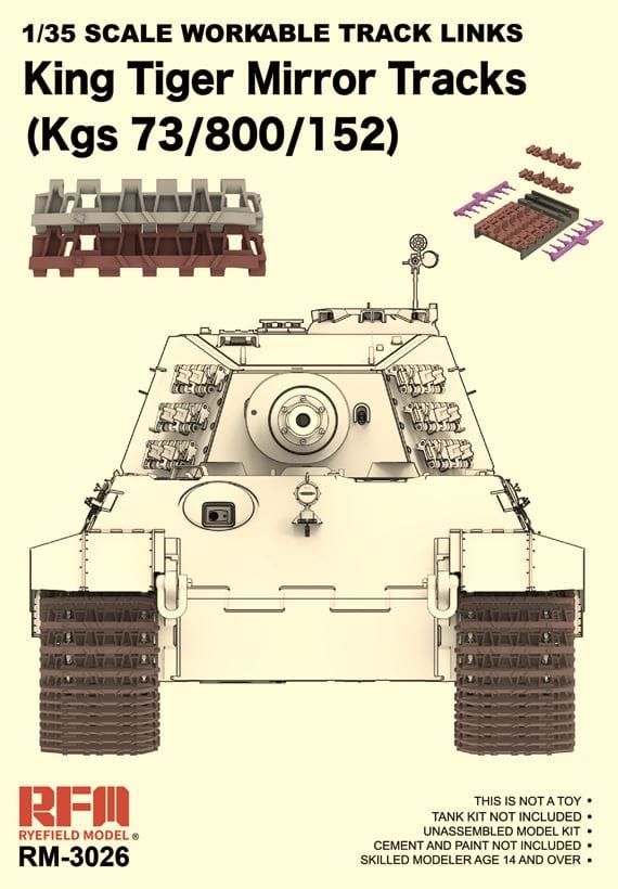 010 - Rye Field Model - 3026 - Pz.Kpfw. VI Tiger II Ausf. B Königstiger Kgs 73/800/152 Workable Mirror Track Links - primary image