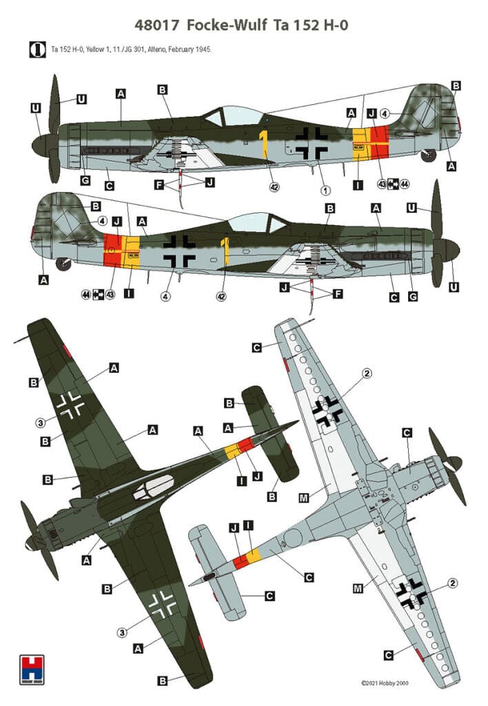 301 - Hobby 2000 - 48017 - Focke-Wulf Ta 152 H-0 - paint schemes
