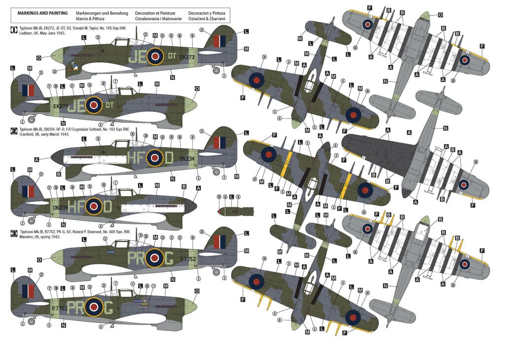 300 - Hobby 2000 - 48045 - Hawker Typhoon Mk Ib ‘Car Door’ (1943) - paint schemes