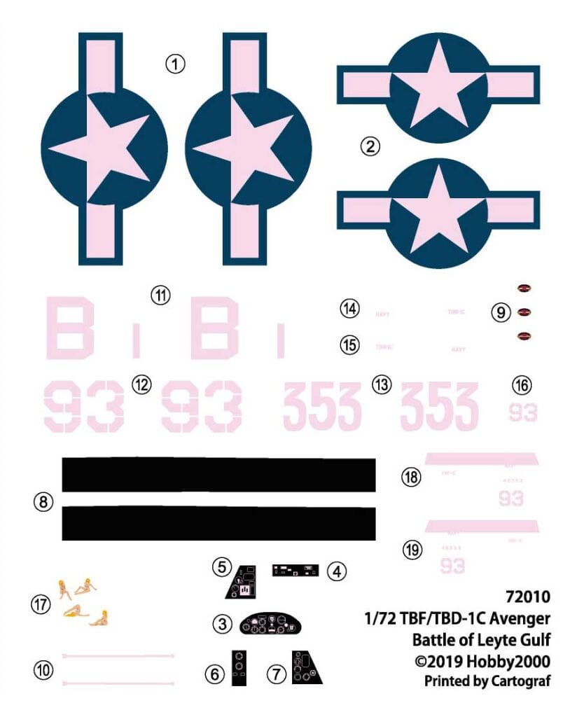 300 - Hobby 2000 - 72010 - Grumman TBF-1C / TBM-1C Avenger - paint schemes