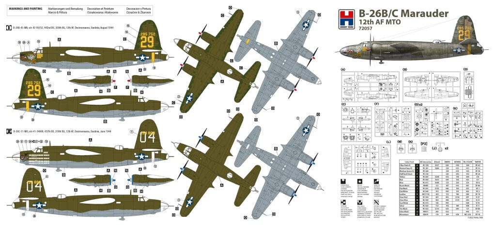 300 - Hobby 2000 - 72057 - Martin B-26B/C Marauder - paint schemes