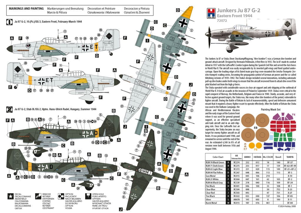 300 - Hobby 2000 - 72072 - Junkers Ju 87 G-2 Stuka - paint schemes