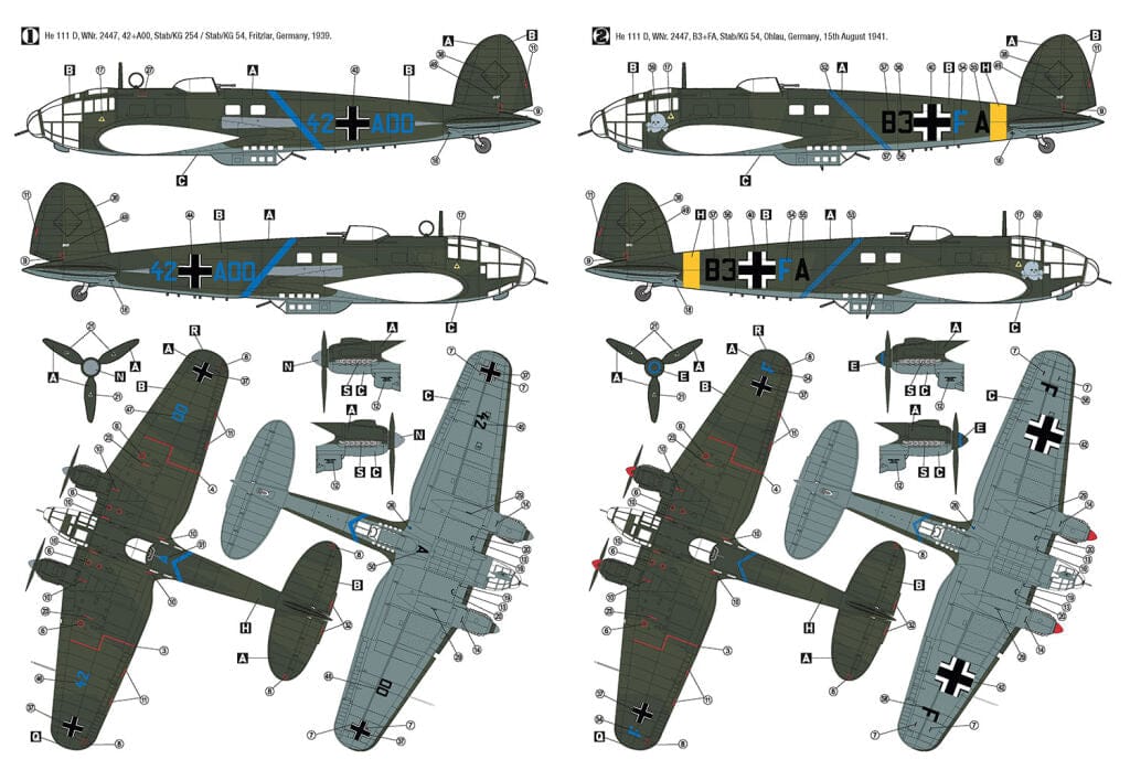 300 - Hobby 2000 - 72075 - Heinkel He 111 D - paint schemes