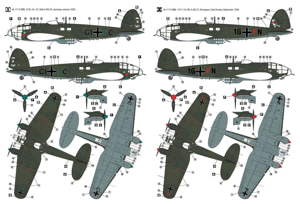 300 - Hobby 2000 - 72076 - Heinkel He 111 P - paint schemes