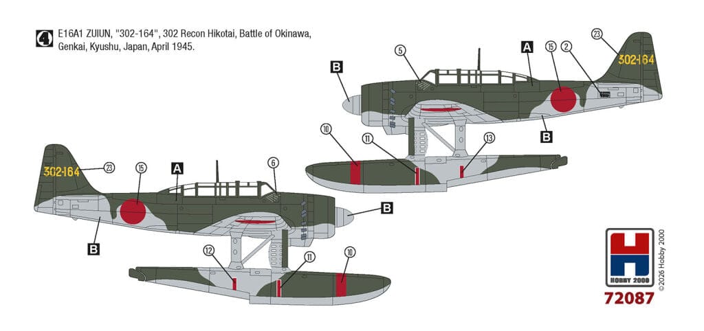 302 - Hobby 2000 - 72087 - Aichi E16A1 Zuiun (late) ‘Paul’ - paint schemes