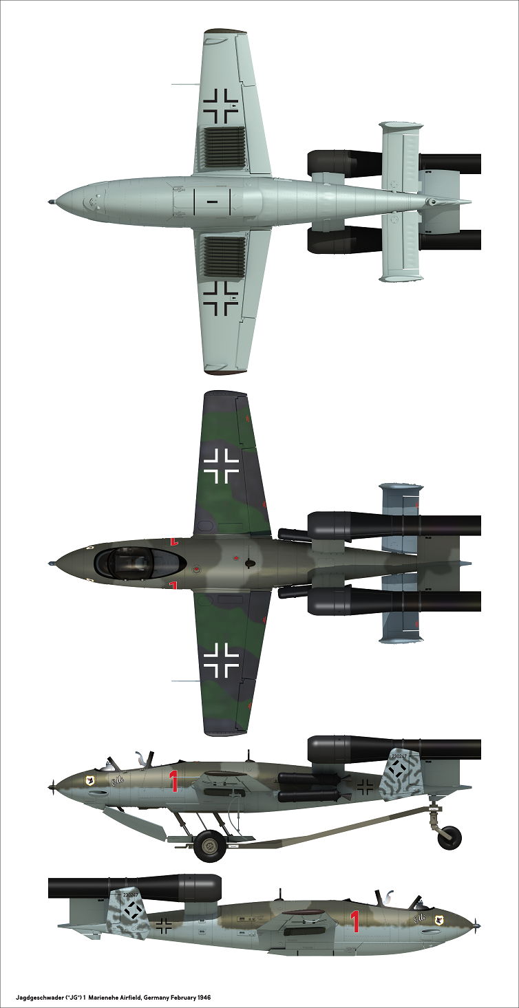 302 - Junkers Ju EF 126 Elli / 127 Walli - paint schemes - Jagdgeschwader (JG 1), Marienehe Airfield, Germany, February 1946
