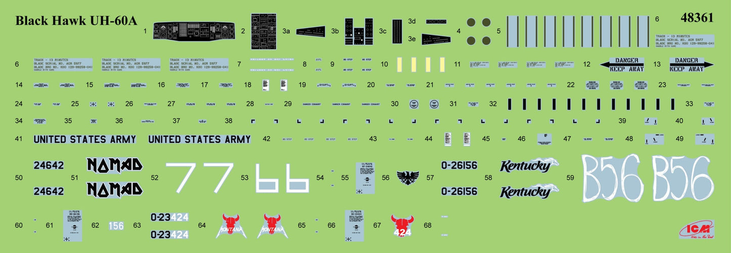 400 - ICM - 48364 - Sikorsky UH-60A Black Hawk with Crew - decals