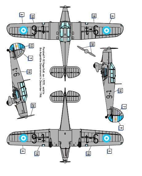 302 - Dora Wings - 48005 - Percival P.10 Vega Gull - paint schemes