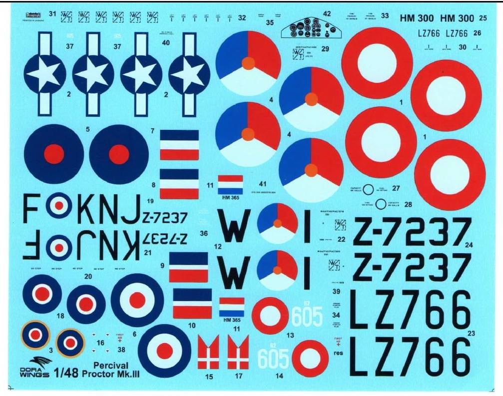 400 - Dora Wings - 48006 - Percival Proctor Mk III - decals
