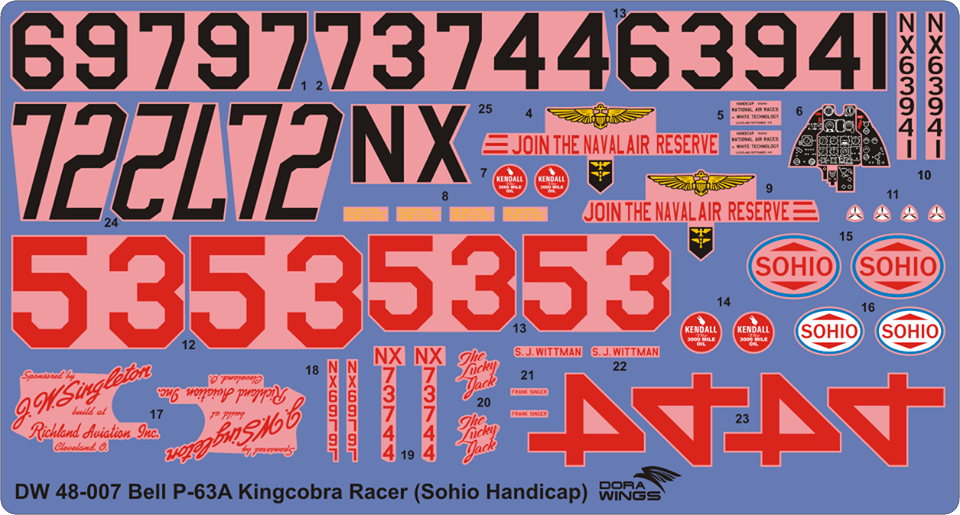 Dora Wings - 48007 - Bell P-63C Kingcobra Racer - decals