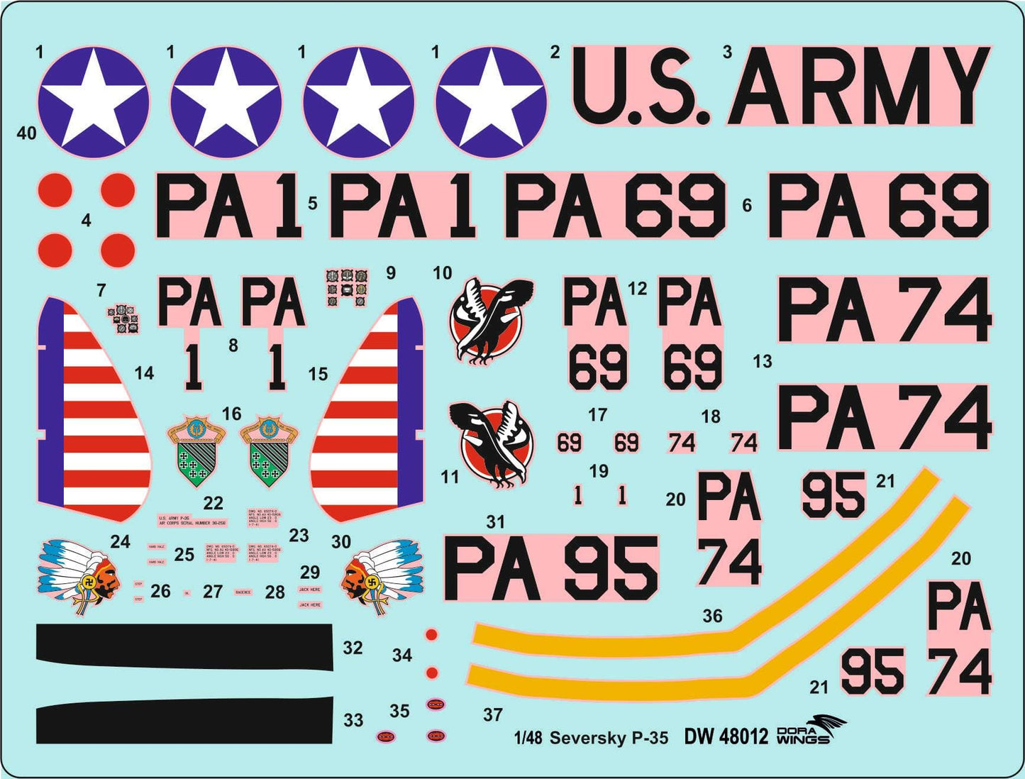 400 - Dora Wings - 48012 - Seversky P-35 - decals