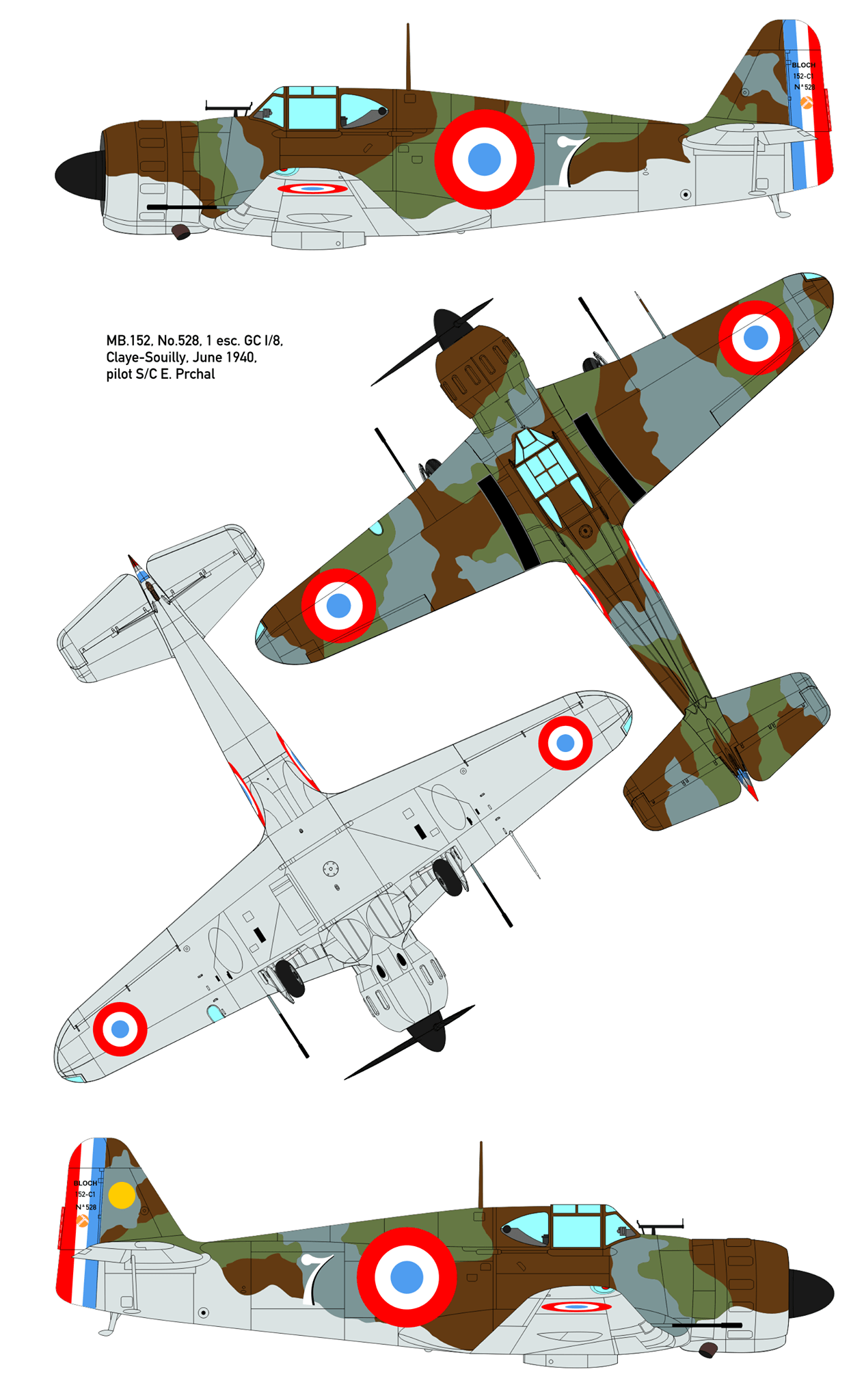 Dora Wings - 48019 - Bloch MB.152 (late) - paint schemes