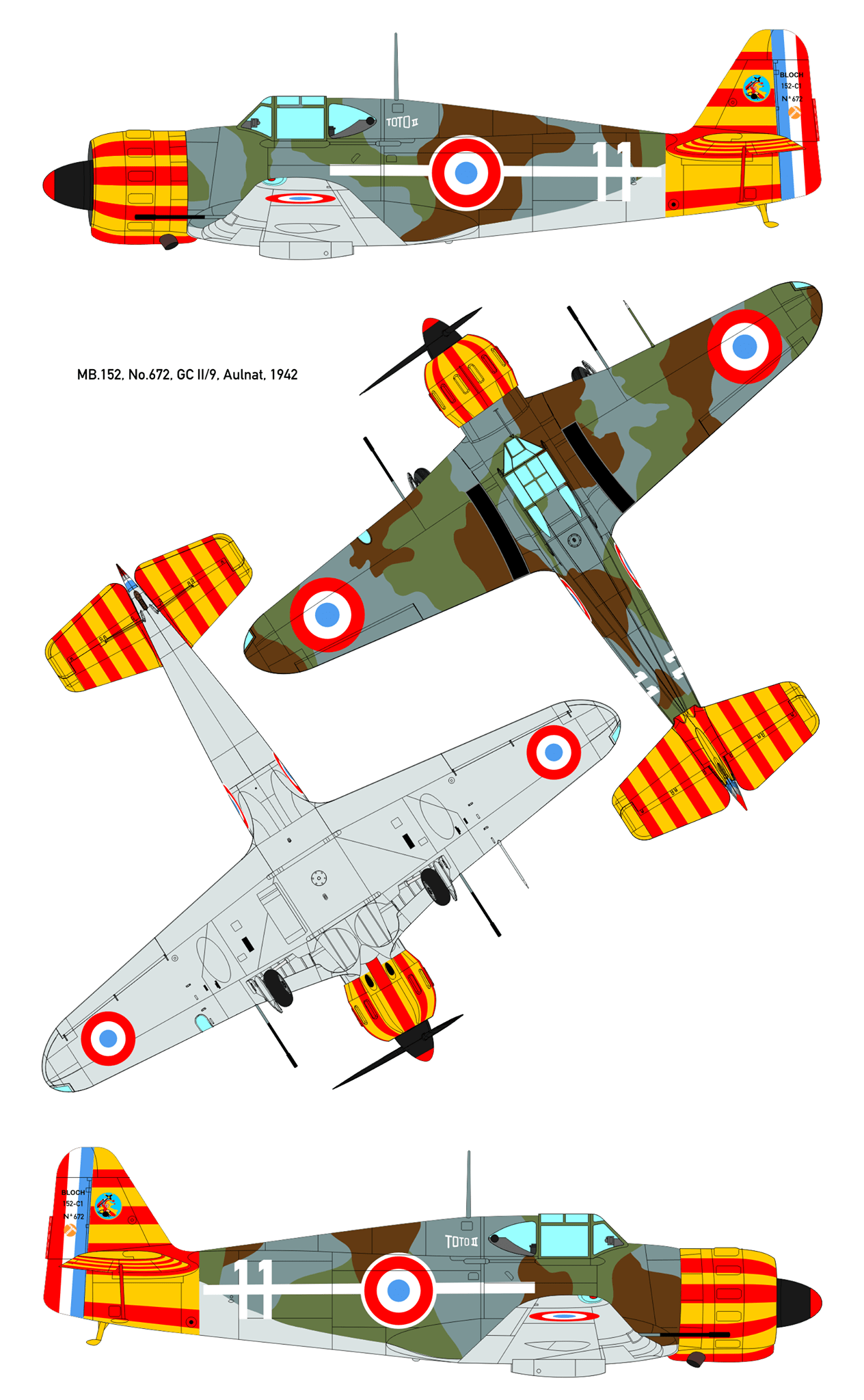 Dora Wings - 48019 - Bloch MB.152 (late) - paint schemes