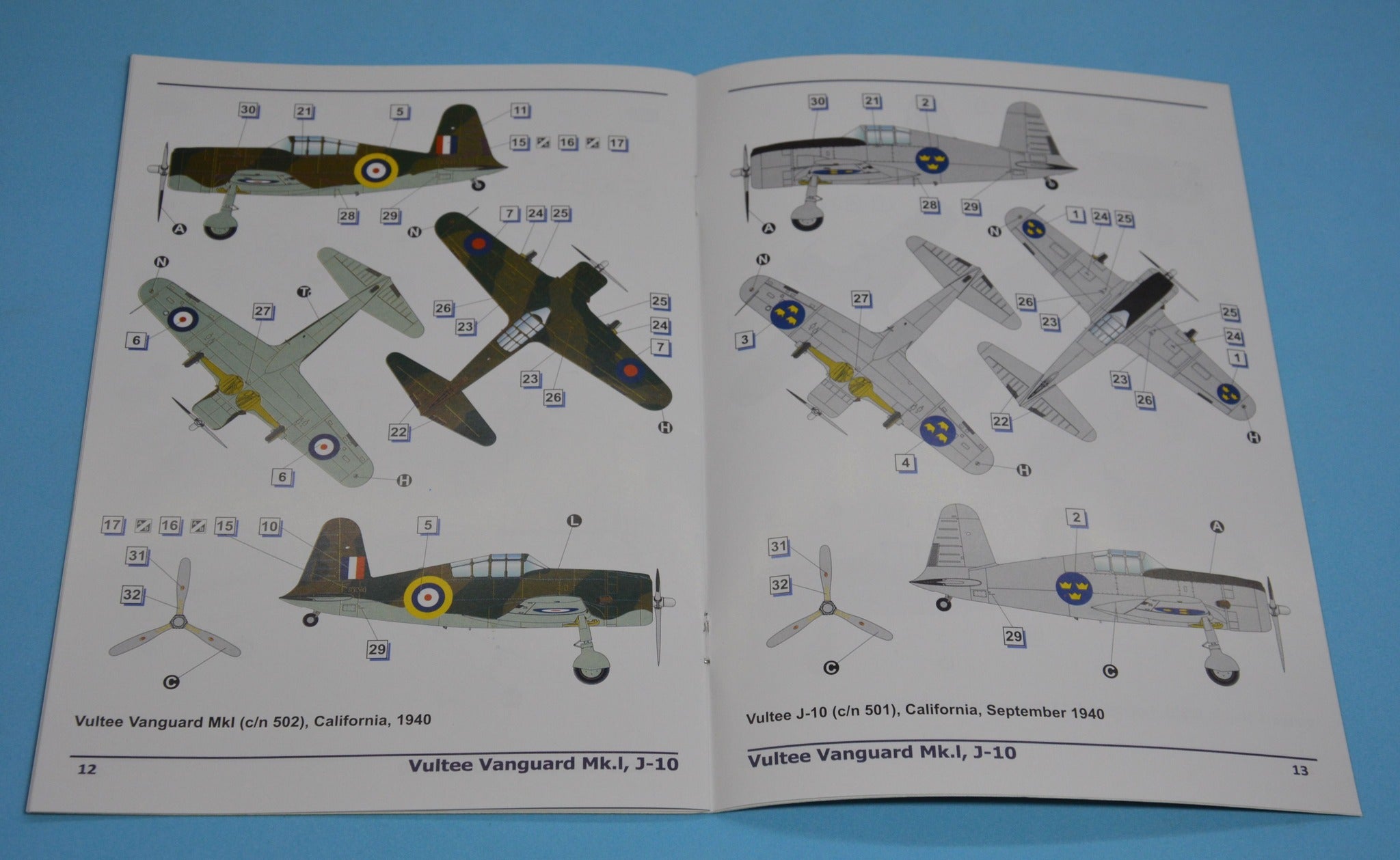Dora Wings - 48050 - Vultee Vanguard Mk I / J 10 Vanguard - paint schemes