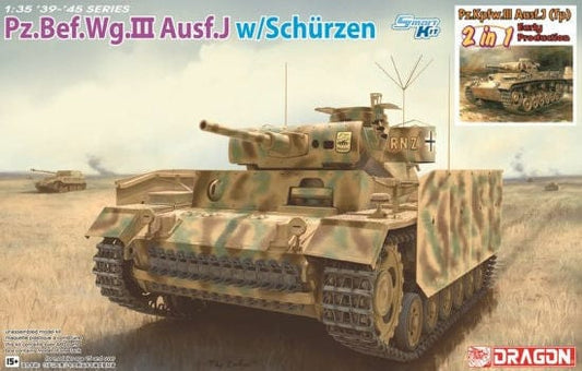 010 - Dragon - 6628 - Pz.Bef.Wg. III Ausf. J / Pz.Kpfw. III Ausf. J (Tp) with Schürzen - primary image
