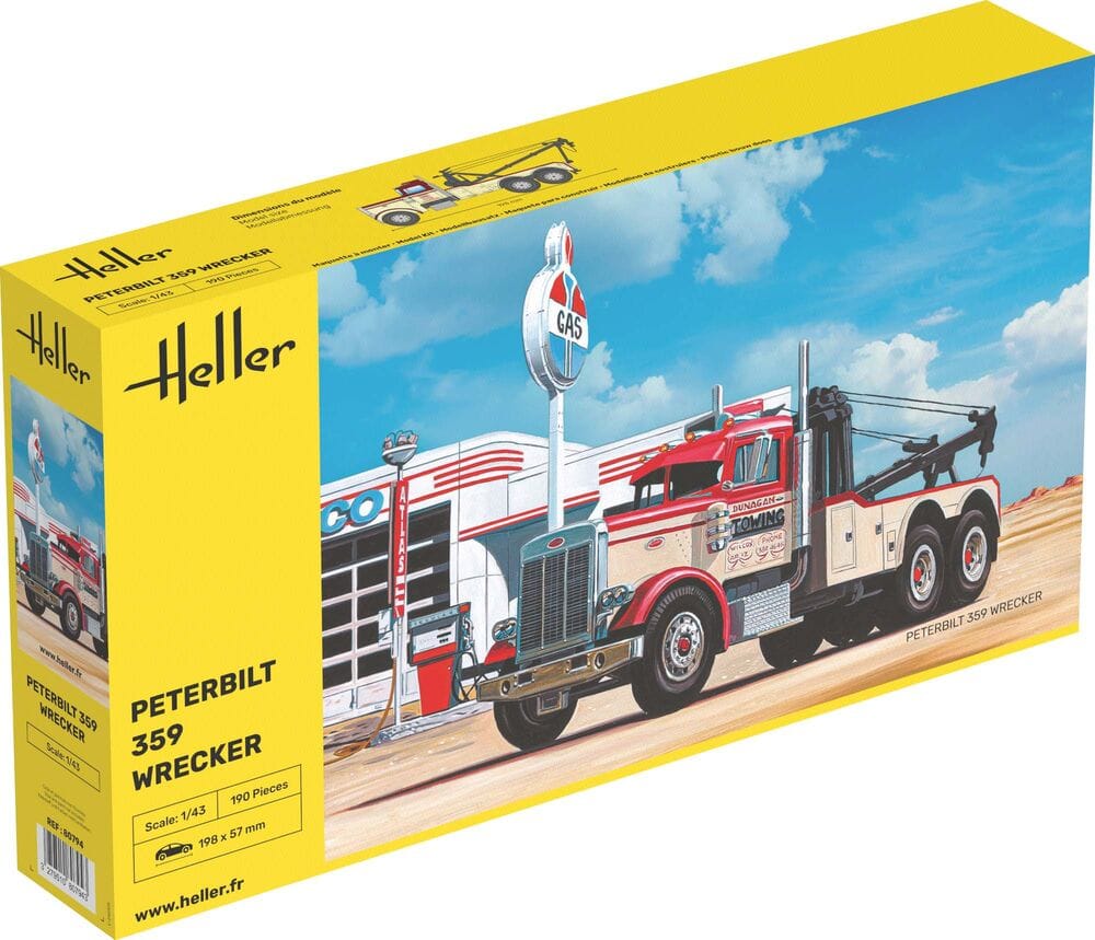100 - Heller - 80794 - Peterbilt 359 Wrecker - box front left angle