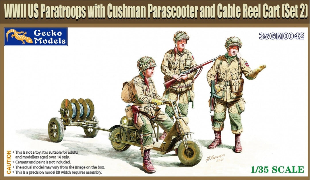 010 - United States Paratroopers with M53 Cushman Scooter and Cable Reel - primary image