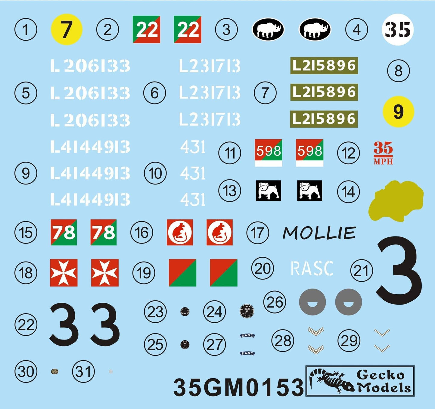 000 - Gecko Models - 35GM0153 - Bedford OYD 4x2 GS (Wooden Body) - decals