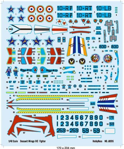 400 - HobbyBoss - 80315 - Dassault Mirage IIIC / CZ - decals