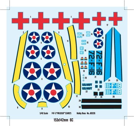 400 - HobbyBoss - 80326 - Grumman F4F-3 Wildcat (early) - decals