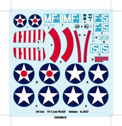 400 - HobbyBoss - 80327 - Grumman F4F-3 Wildcat (late) - decals