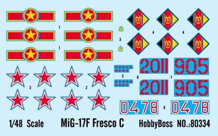 400 - HobbyBoss - 80334 - Mikoyan-Gurevich MiG-17F Fresco C - decals
