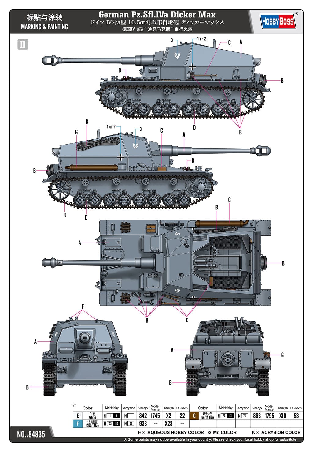 301 - HobbyBoss - 84835 - 10.5cm K gp.Sfl. Dicker Max - paint schemes
