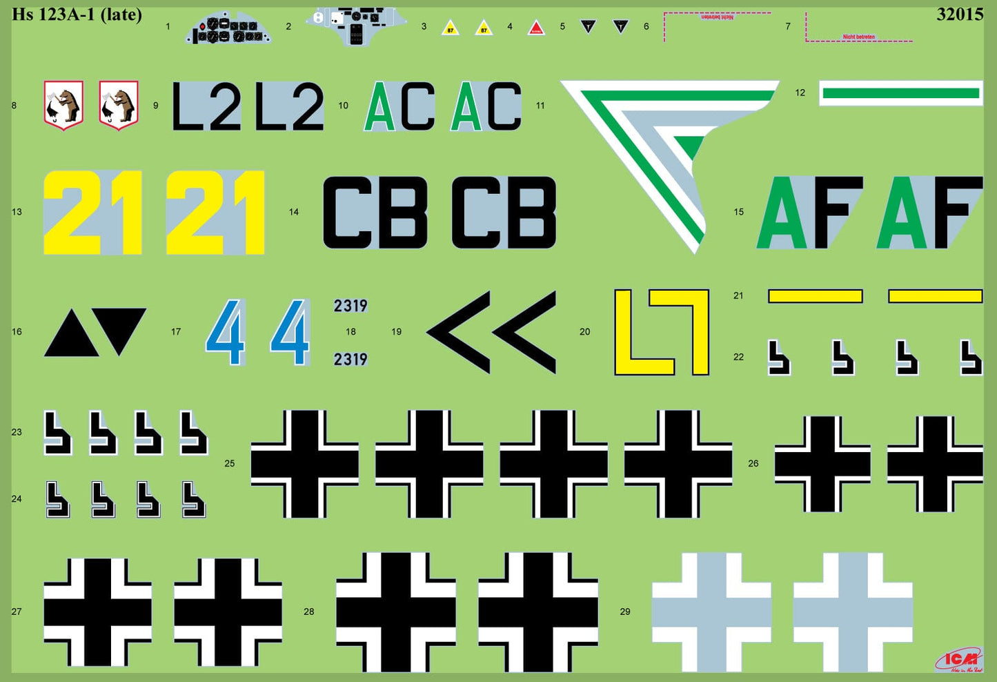 400 - ICM - 32015 - Henschel Hs 123 A-1 (late) - decals
