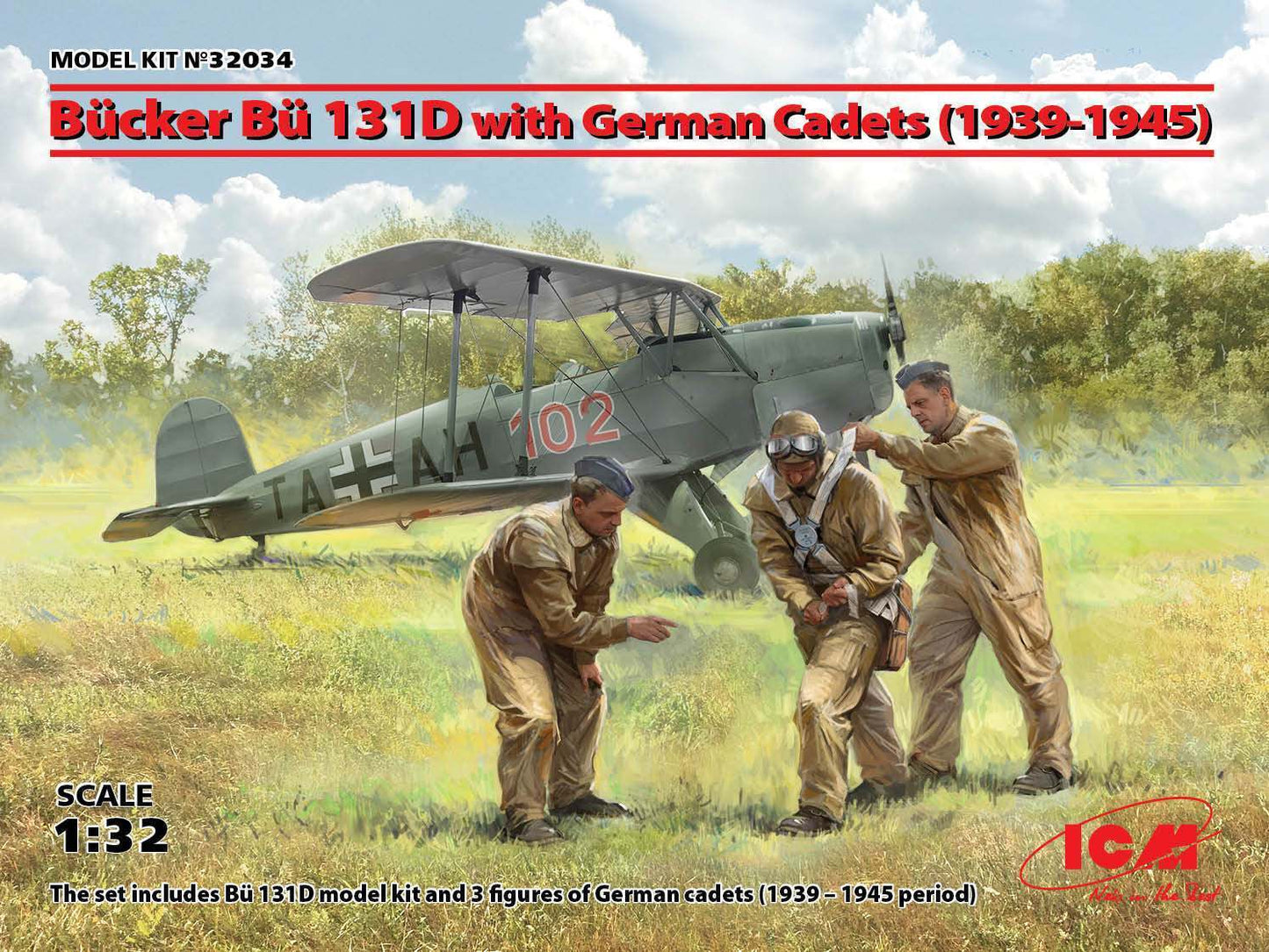 010 - ICM - 32034 - Bücker Bü 131D Jungmann with German Cadet Pilots - primary image