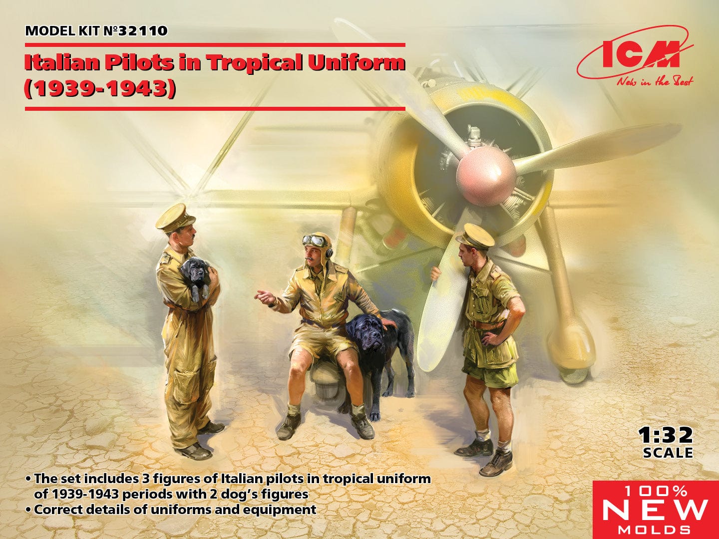 010 - ICM - 32110 - Italian Pilots in Tropical Uniform (1939-43) - primary image