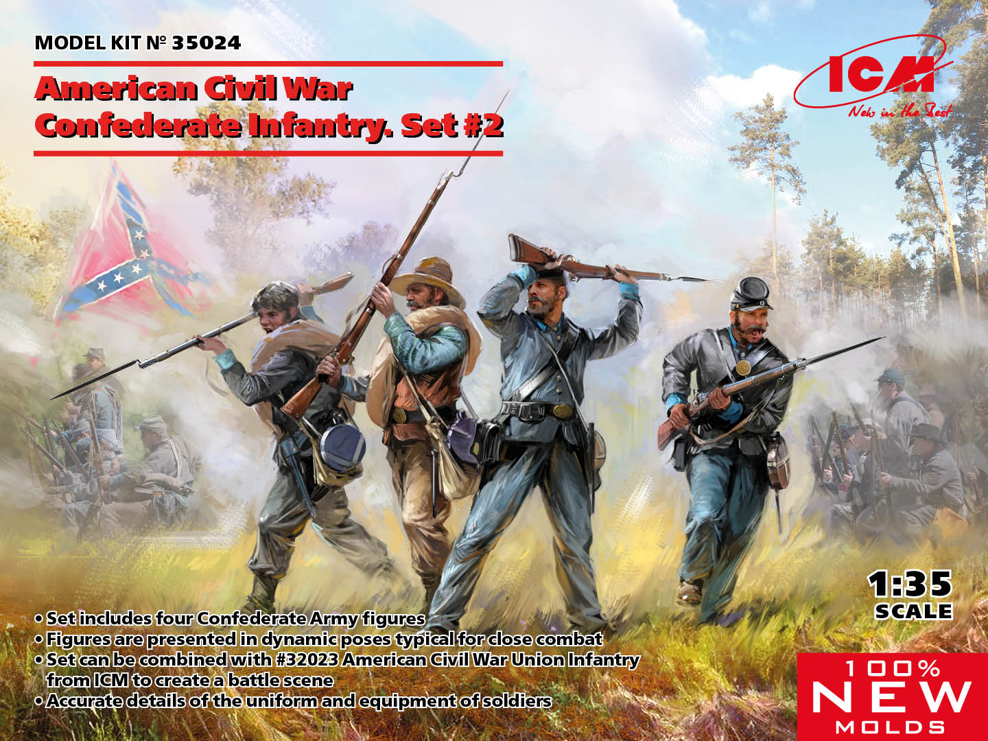 010 - ICM - 35024 - ACW Confederate Infantry Set 2 - primary image