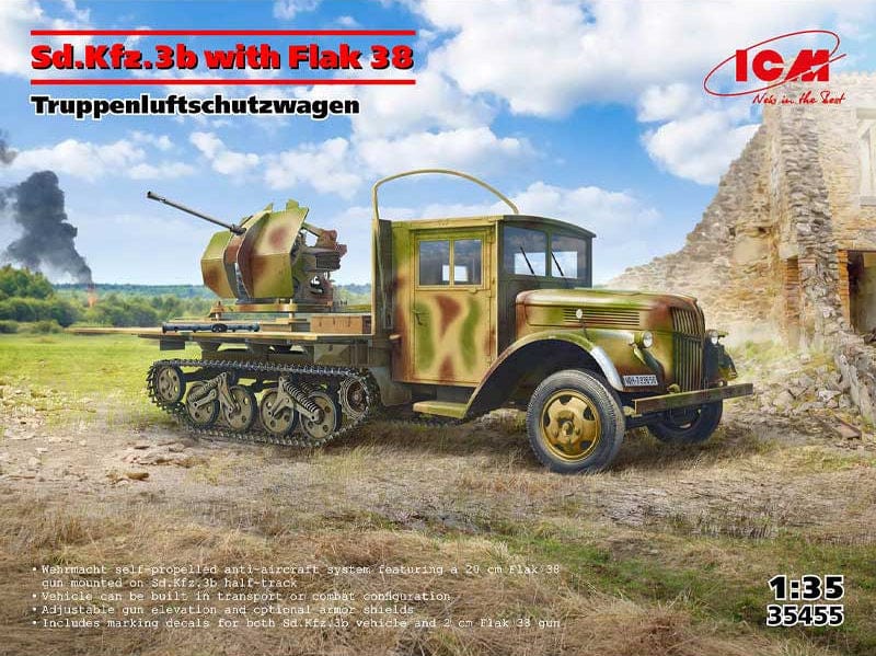 010 - ICM - 35455 - Ford-Werke Sd.Kfz. 3b Maultier with Flak 38 AA Gun - primary image