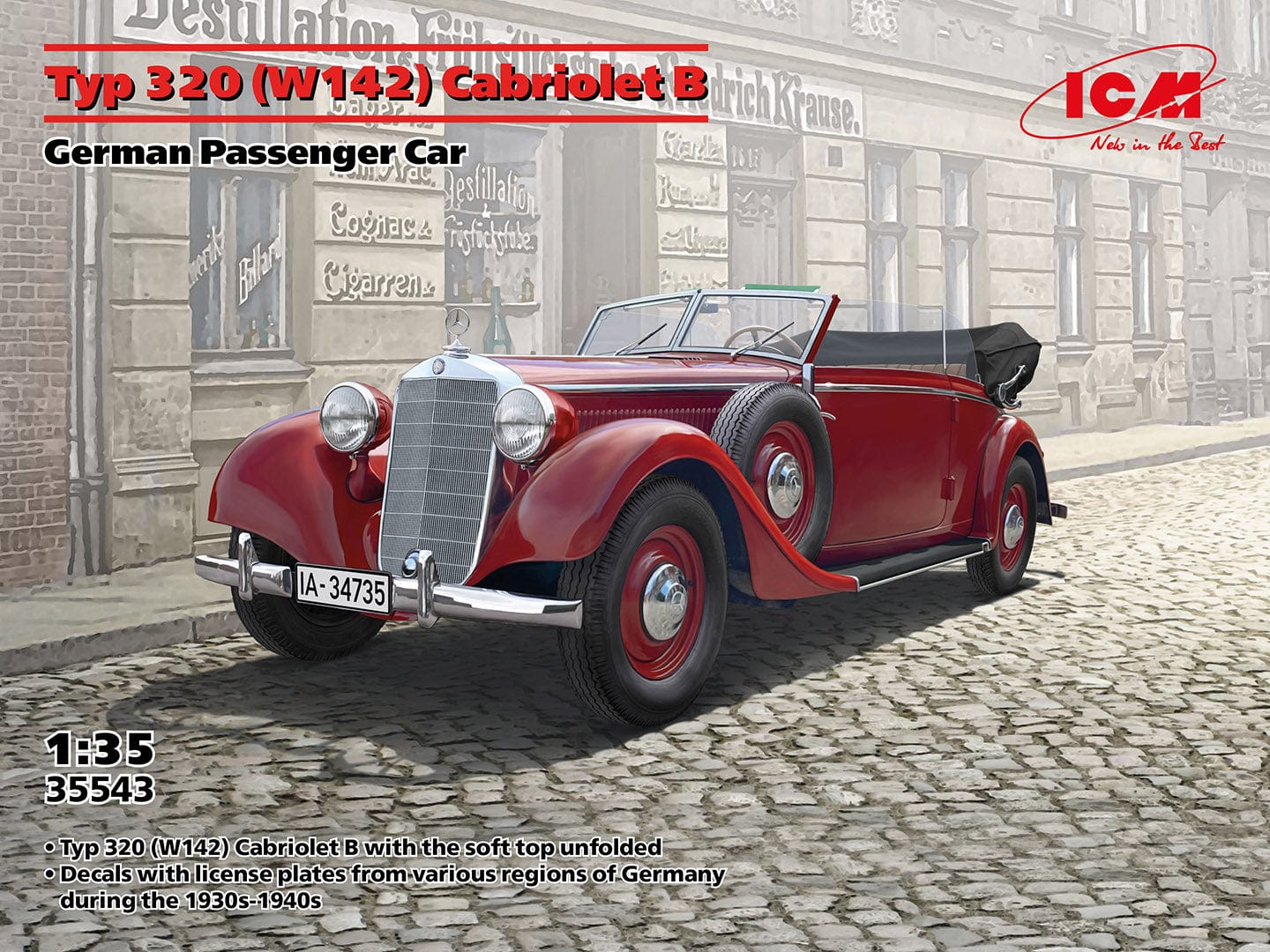 010 - ICM - 35543 - Mercedes-Benz W142 Typ 320 Cabriolet B with Officers - primary image