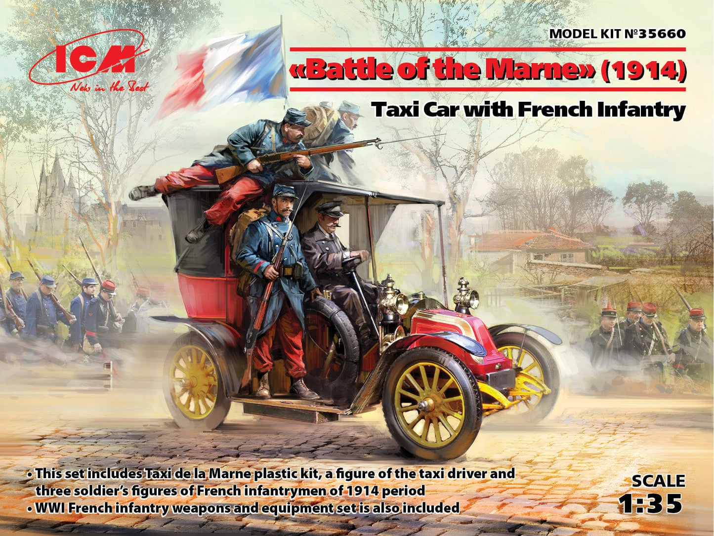 010 - ICM - 35660 - Renault Type AG ‘Battle of the Marne’ 1914 with Infantry - primary image