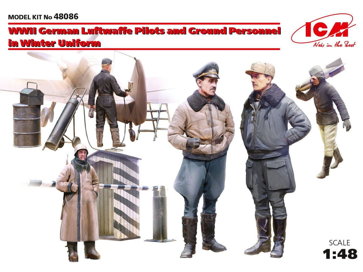 010 - ICM - 48086 - German Luftwaffe Pilots and Ground Staff in Winter Uniforms - primary image
